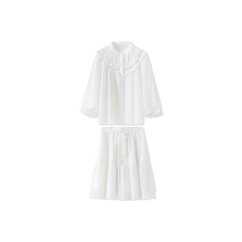 CHARM PICK Skirt Set Women's White-0