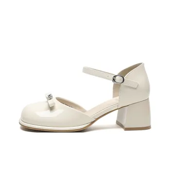 JOSINY Chunky Heel High Heels 5.5CM Women's Ecru