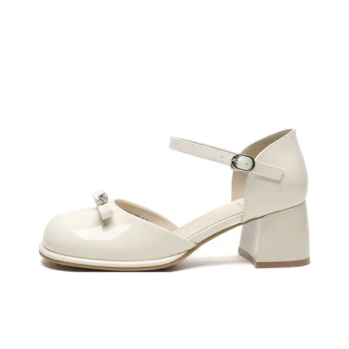 JOSINY Chunky Heel High Heels 5.5CM Women's Ecru