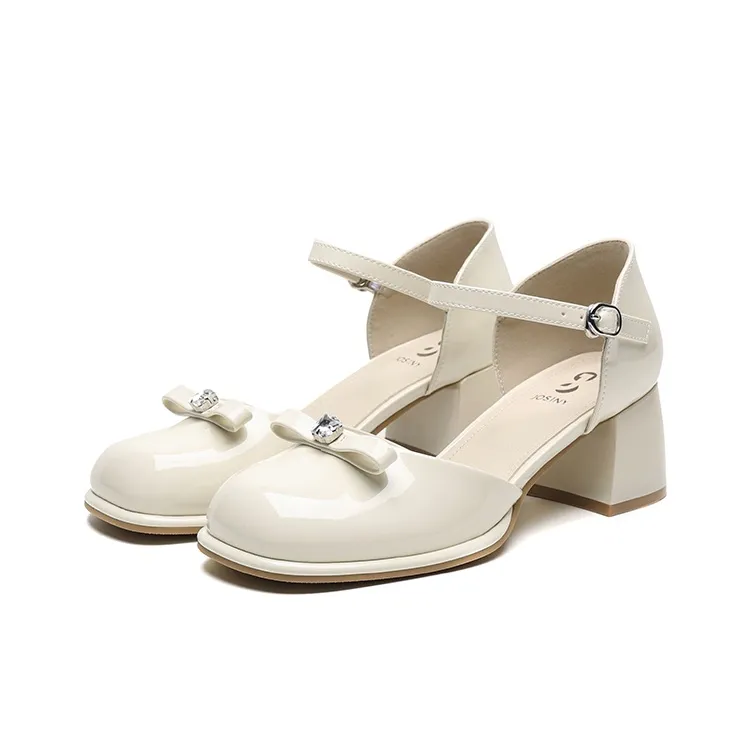 JOSINY Chunky Heel High Heels 5.5CM Women's Ecru-2