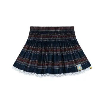 B.Duck Casual Short Skirts Women's Blue Red Plaid
