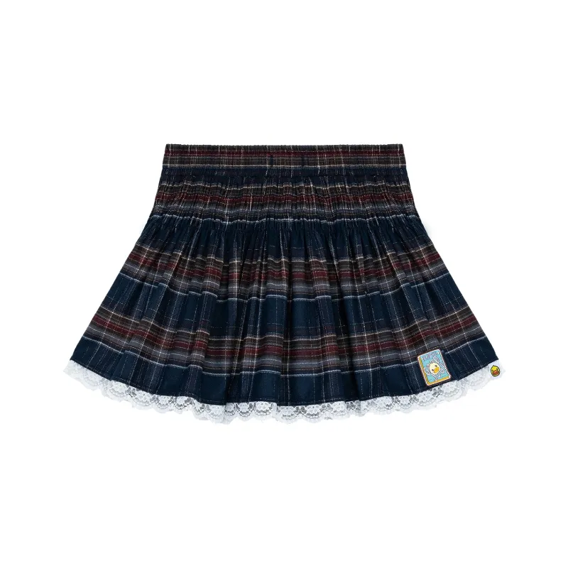 B.Duck Casual Short Skirts Women's Blue Red Plaid-0