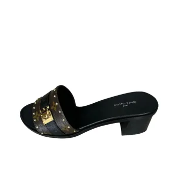 LOUIS VUITTON Lock It Slide Slippers 4.5cm Women's Black