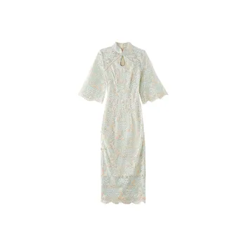JINYE ORIENTAL Cheongsam Women's Light Aqua Green