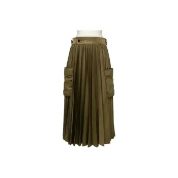 Sacai SS24 Casual Long Skirt Women's Olive