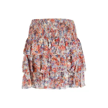 CELINE All Over Patterned Ruffled Skirt