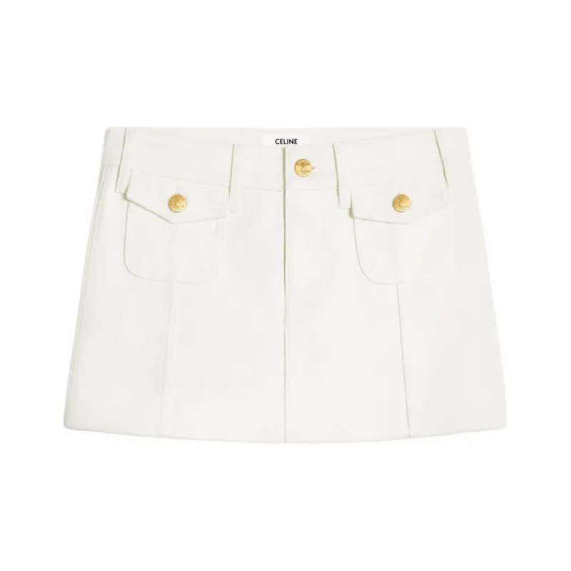 CELINE SS24 Denim Short Skirts Women's White-0
