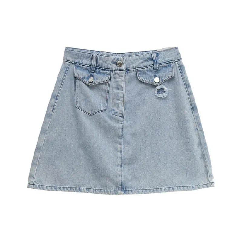 ERAL Denim Short Skirts Women's Cloud White-5