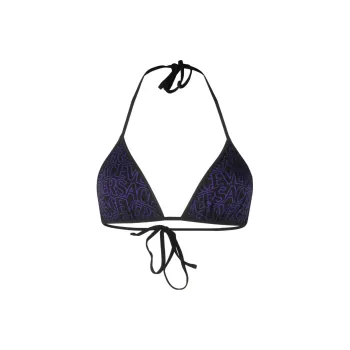VERSACE Logo print Reversible Bikini Top