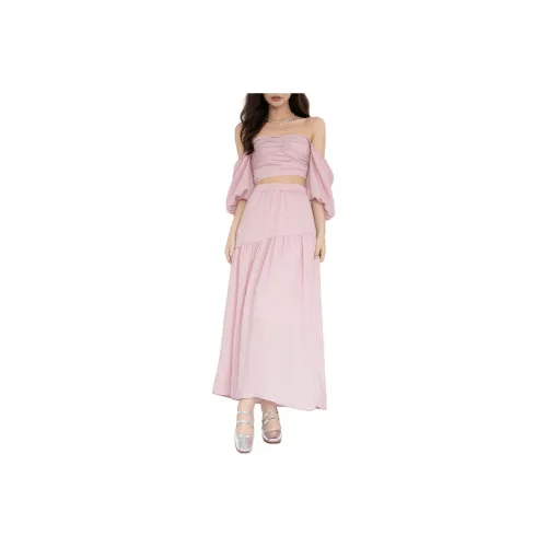 CLUB NEWS Casual Long Skirt Women's Pink