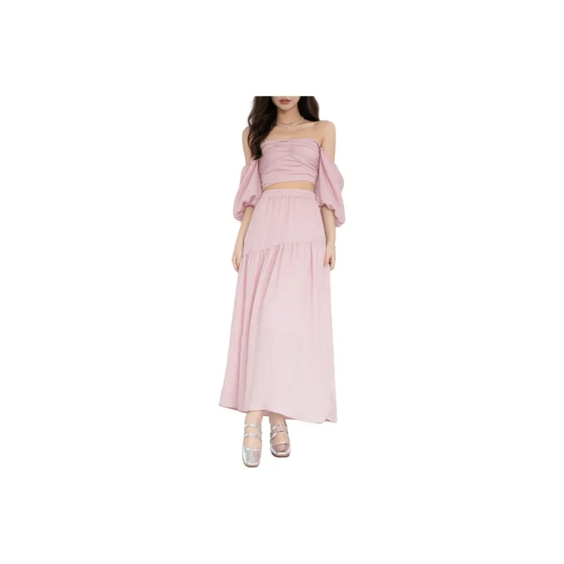 CLUB NEWS Casual Long Skirt Women's Pink-0