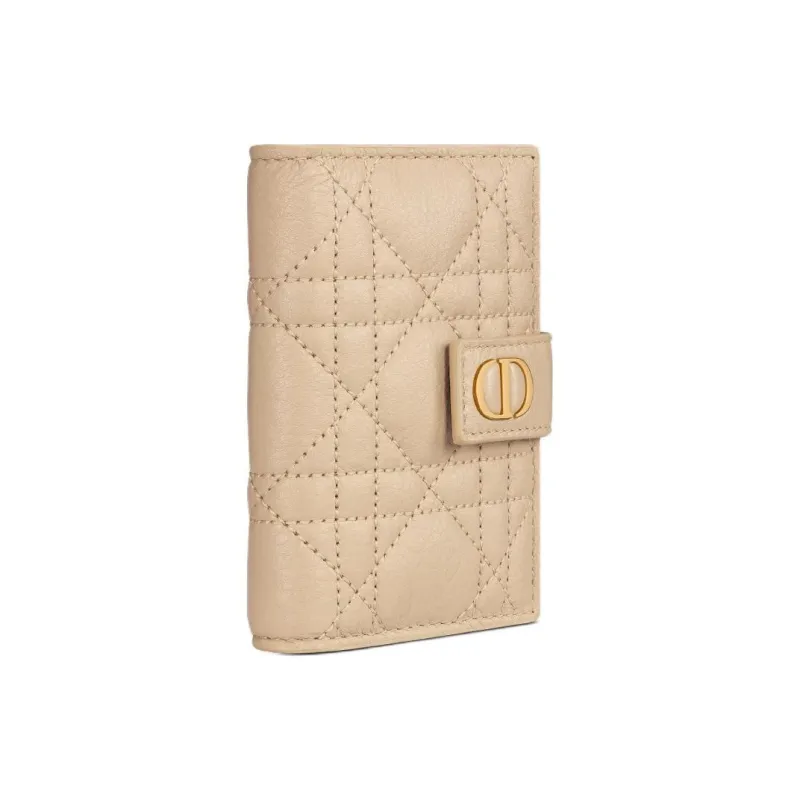 DIOR Caro Calfskin Card Holder Women's Pink Beige-1