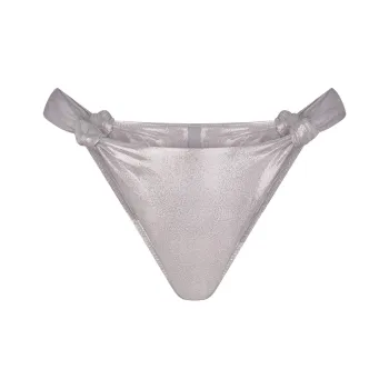 SKIMS LIQUID SHINE SWIM KNOTTED CHEEKY TANGA BOTTOM Swimming Shorts Women's SMOKE/Smoke Gray