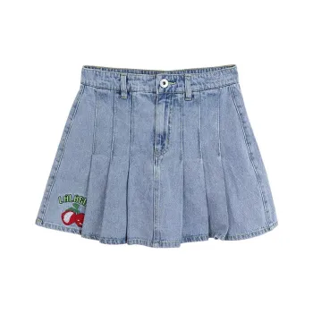 LALABOBO Denim Short Skirts Women's Medium Blue White