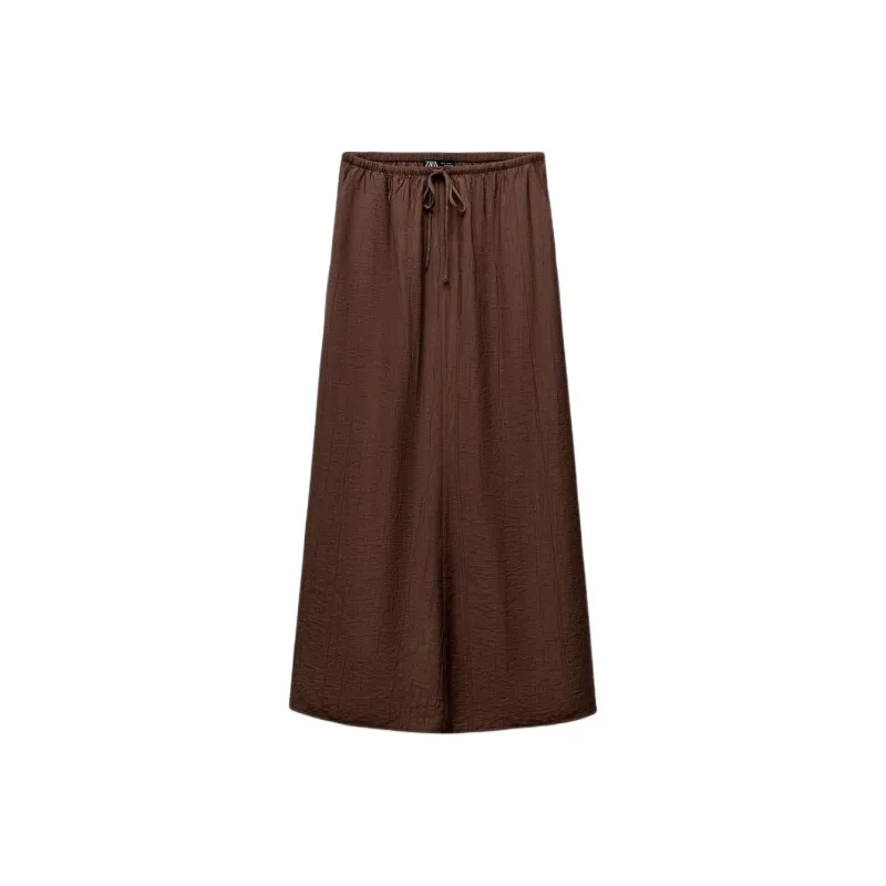 ZARA Casual Long Skirt Women's Brown-0
