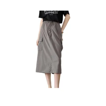 Mo Han Yi Mei SS24 Casual Long Skirt Women's Gray