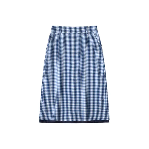 CYCLE DOCUMENT Casual Short Skirts Women's Blue White Small Plaid