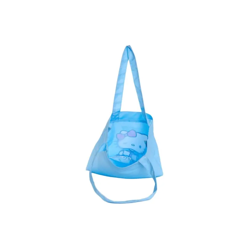 Sanrio Hello Kitty Polyester Tote Bag, Shopping Bag, Handbag, Shoulder Bag Women's Blue-4