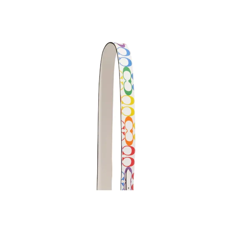 COACH Canvas With Cow Leather Bag Accessory Bag Strap Unisex Rainbow & White-2