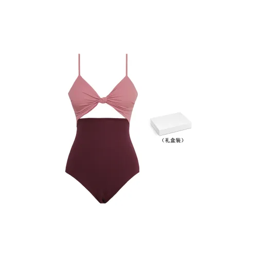 Visual Mood One-Piece Swimsuits Women's Classical Style Red