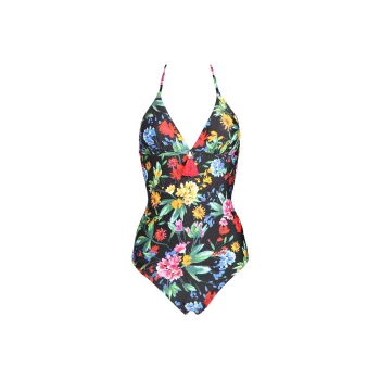 Selmark One Piece Swimsuits Women's Black Base Print