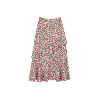 ELF SACK Casual Long Skirts Women's Pink Floral
