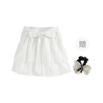 PAVEA Casual Short Skirts Women's White+Hair Tie Comes With