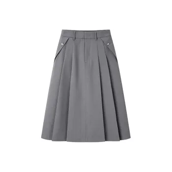 PEACEBIRD Casual Long Skirts Women's Dark Gray