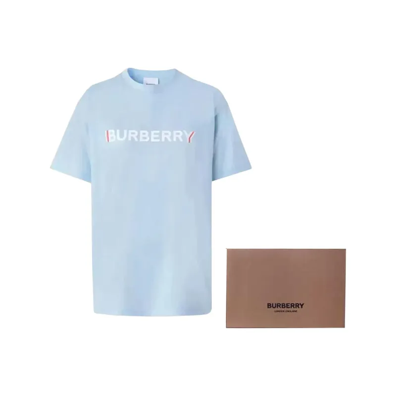 Burberry SS22 Women's Logo Crewneck Short-Sleeve T-Shirt 'Light Blue'-4
