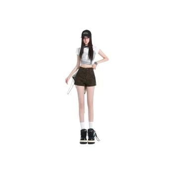 NVRFRGT Denim Shorts Women's Leopard Print