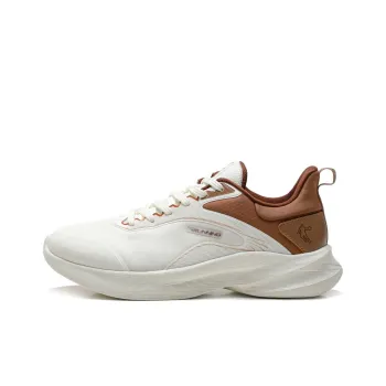 QIAODAN Cushioning, Wear Resistant Low Top Casual Running Shoes Men's White Brown
