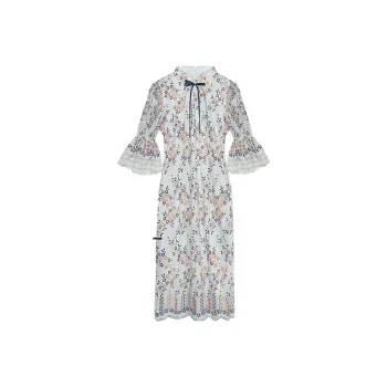 JINYE ORIENTAL Cheongsams Women's Blue With White Lettering