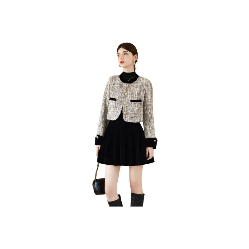 TOUCH Skirt Set Women's Beige Gray+Black-0