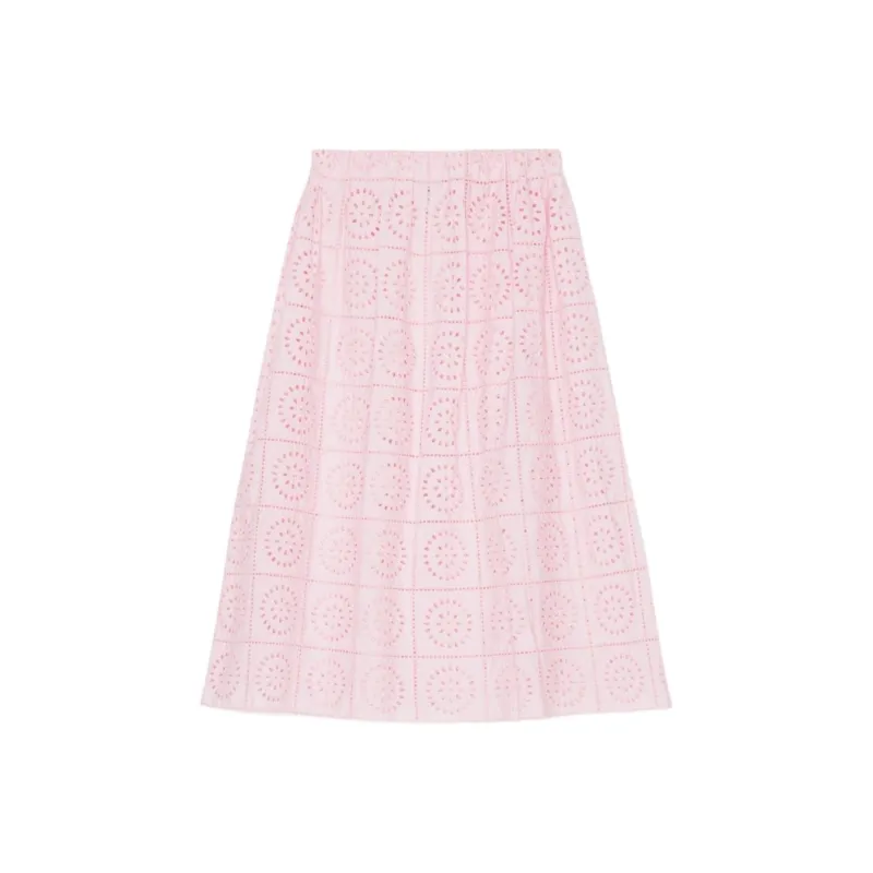 GANNI Broderie-anglaise Straight Skirt-0