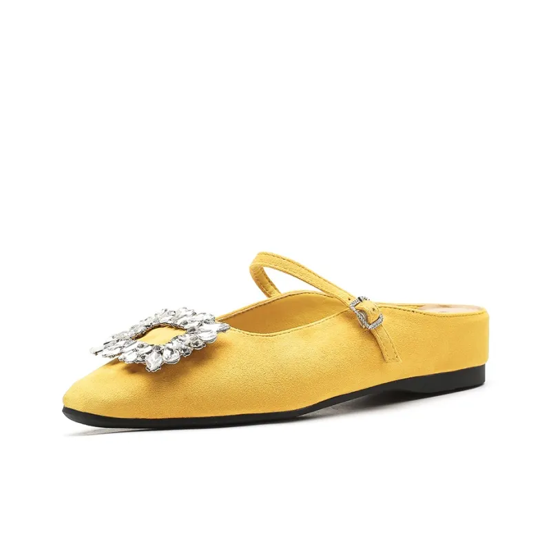 GOSO Rubber Sole Rhinestone Abrasion Resistant Closed Toe Slippers Women's-8