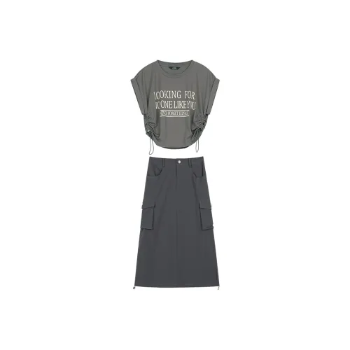 ELF SACK Skirt Set Women's Elegant Gray