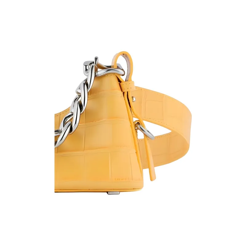 APEDE MOD Crocodile Pattern Cow Leather Lunch Box, Crossbody One Shoulder Handbag Trumpets Women's Chamomile-1