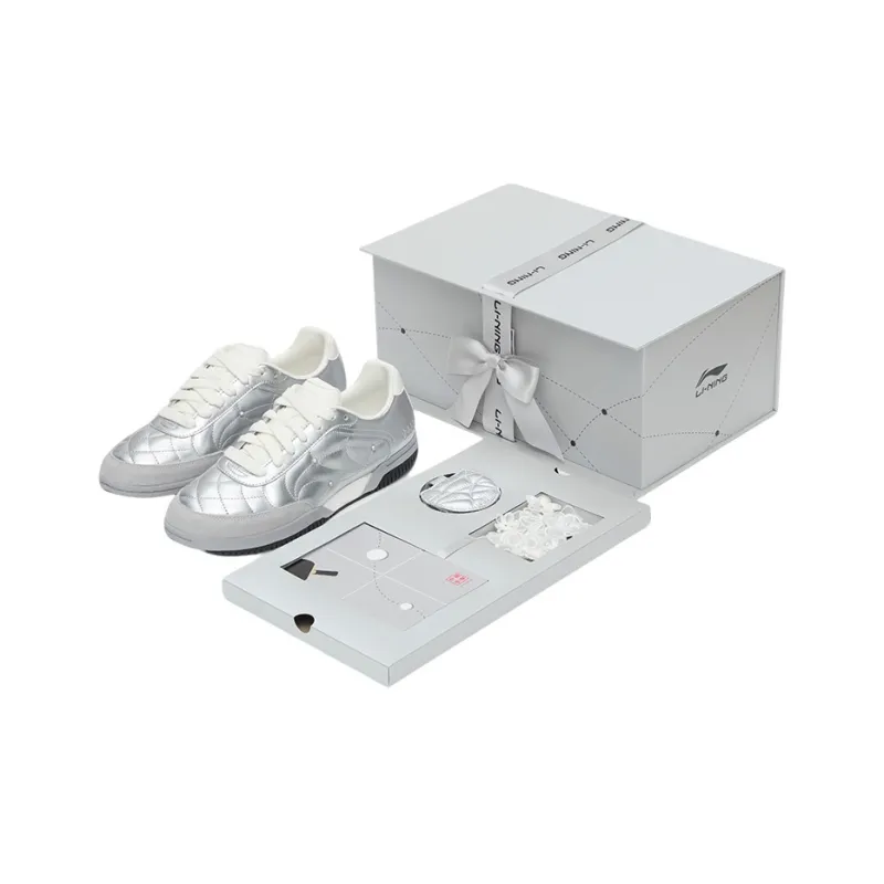 LiNing Shock Absorbers With Slip Resistant And Abrasion Resistant Properties Low Top Casual Shoes Unisex Silver-0