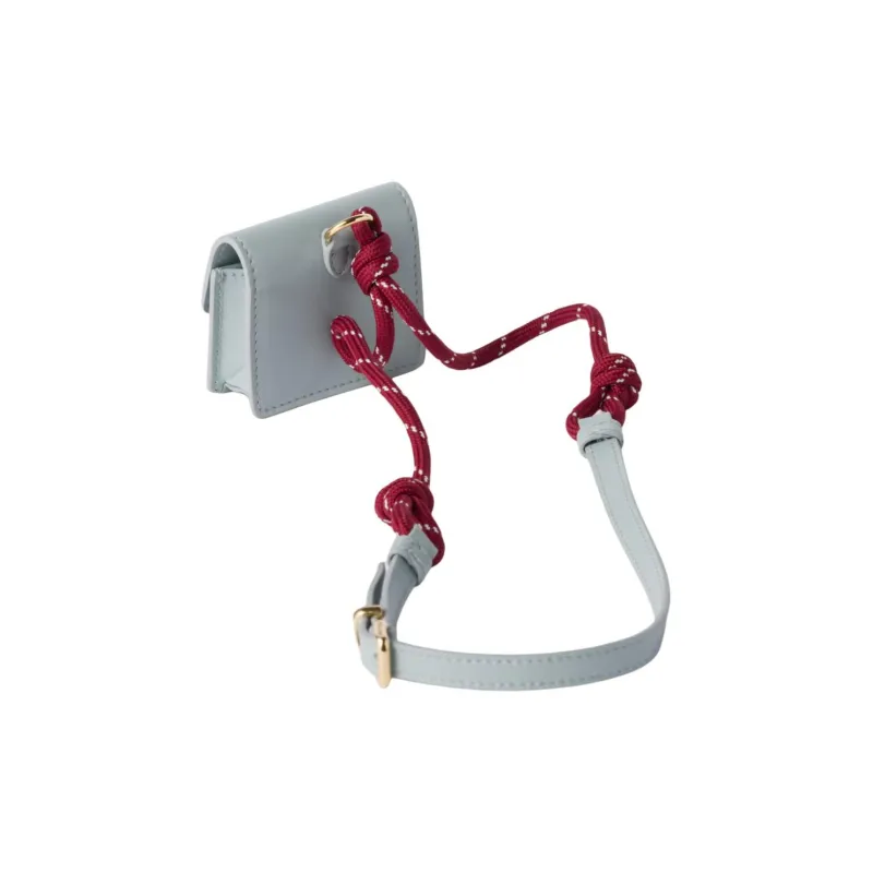 MIU MIU Leather Earphone Case Women's Light Blue & Burgundy-1