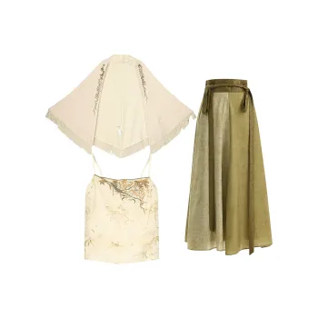 Snbl Skirt Set Women's Gold Branch Jade Leaf