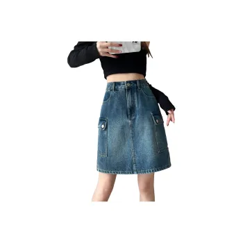 SITOL Denim Short Skirts Women's Blue