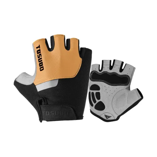 TOSUOD Cycling Gear Half Finger Gloves Unisex Black Orange