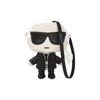 KARL LAGERFELD IKON PU Shoulder Bag, Crossbody Bag Women's White & Black