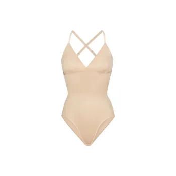 SKIMS BARELY THERE BODYSUIT BRIEF W/SNAPS One-piece Swimsuit Women's Apricot Sand