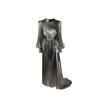 GUCCI Balloon sleeve Pleated Lamé Gown