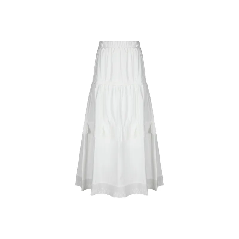 Wen Shan Casual Long Skirt Women's Ecru-0