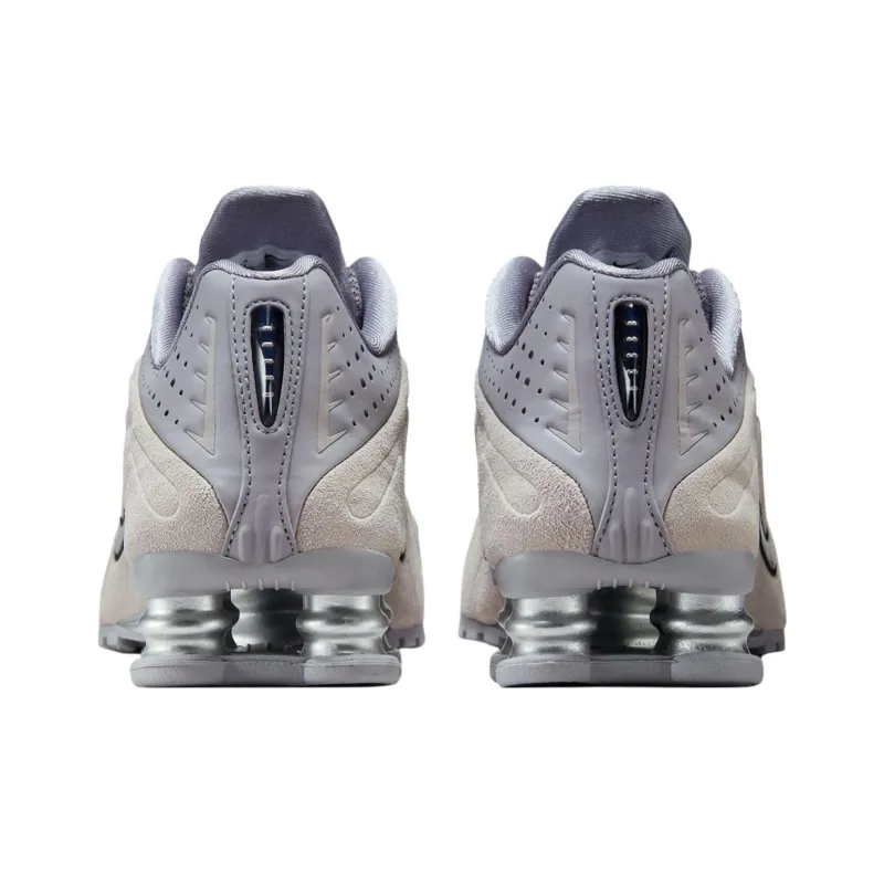 Nike Shox R4 Anti Slip Wear Resistant Low Top Running Shoes Unisex Gray Blue-4