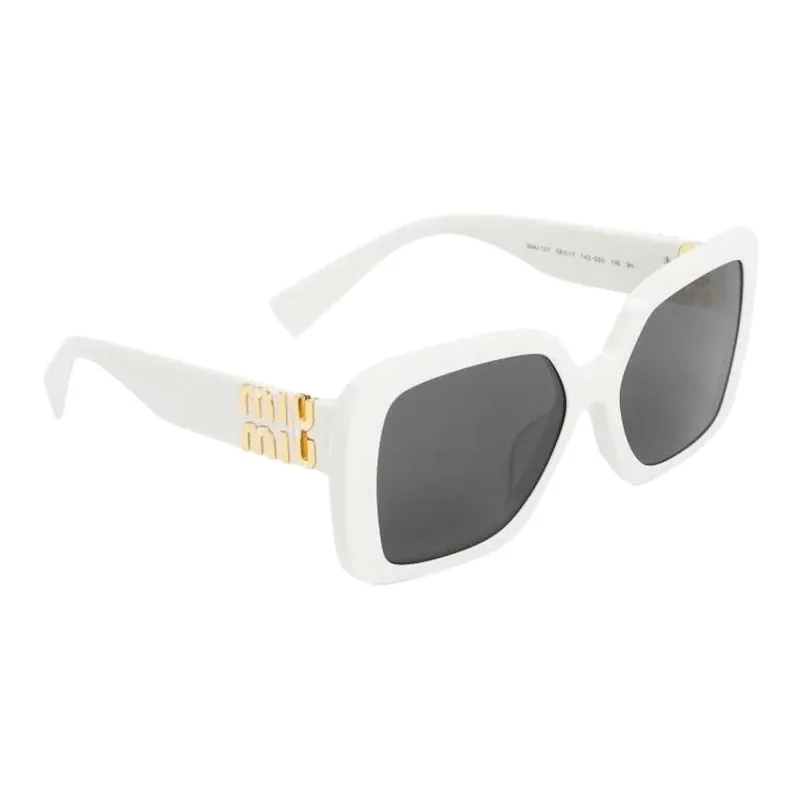 MIU MIU Irregular Shape Sunglasses Women's White-2