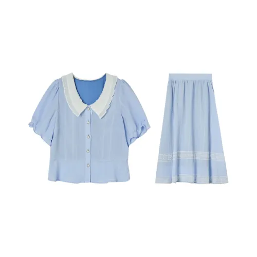 ANNECHEN Skirt Set Women's Blue