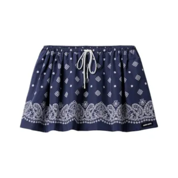 MIU MIU Paisley Printed Drawstring Mini Skirt